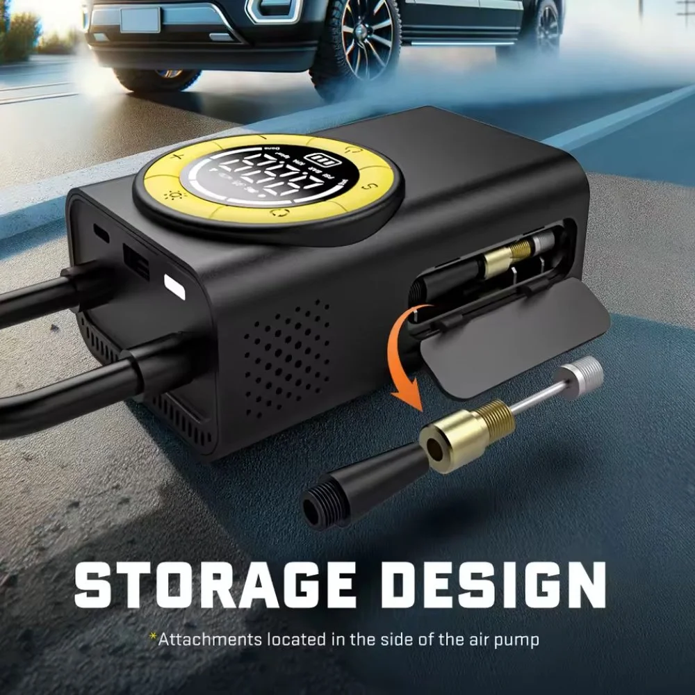 Беспроводной автомобильный компрессор Carsun T2198 с функцией фонарика и повербанка, фото №13