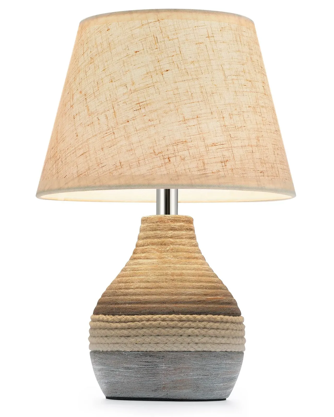 Настільна лампа керамічна бездротова таймер димер лляний плафон пульт ДК акумуляторна, фото №1