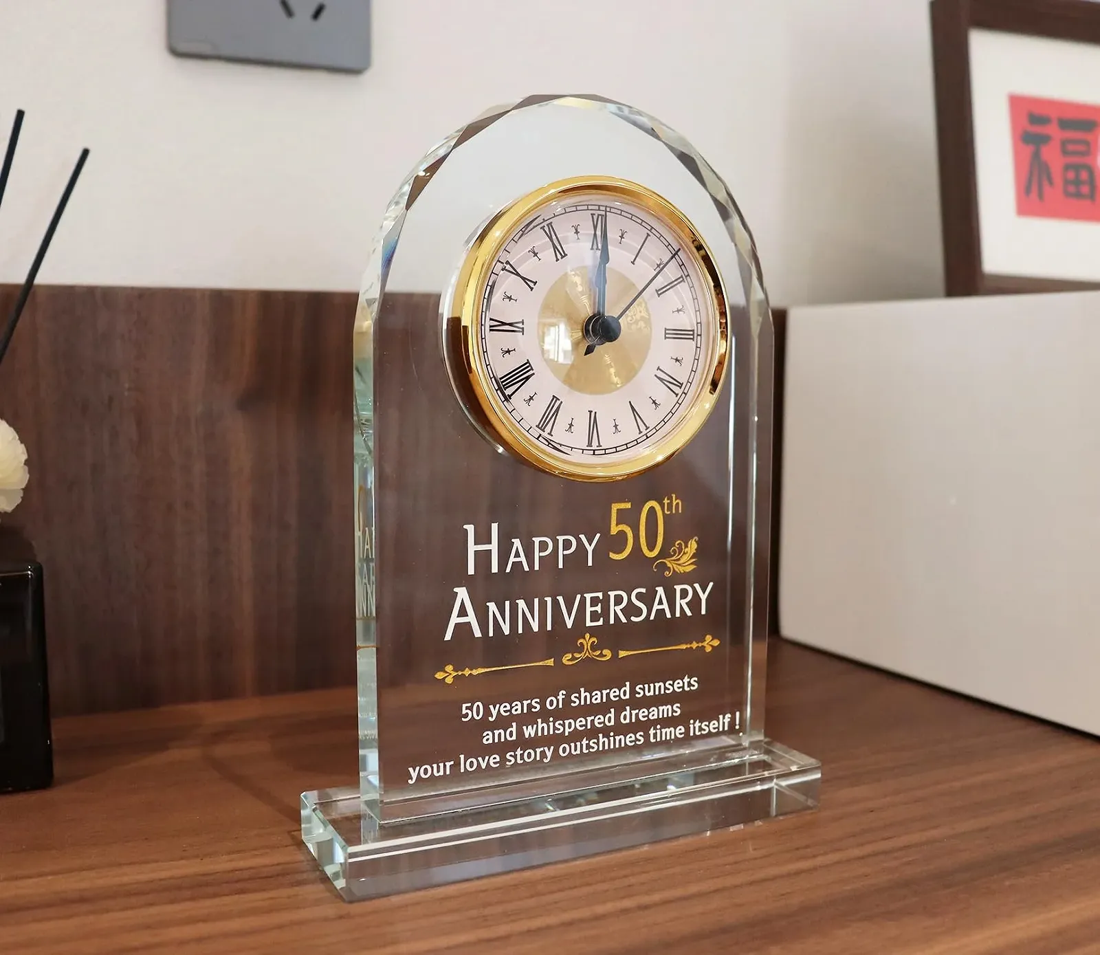 Настольные часы Véfaee Кварцевые Золотая свадьба 50 лет, фото №3 Настольные часы Véfaee Кварцевые Золотая свадьба 50 лет, фото №3