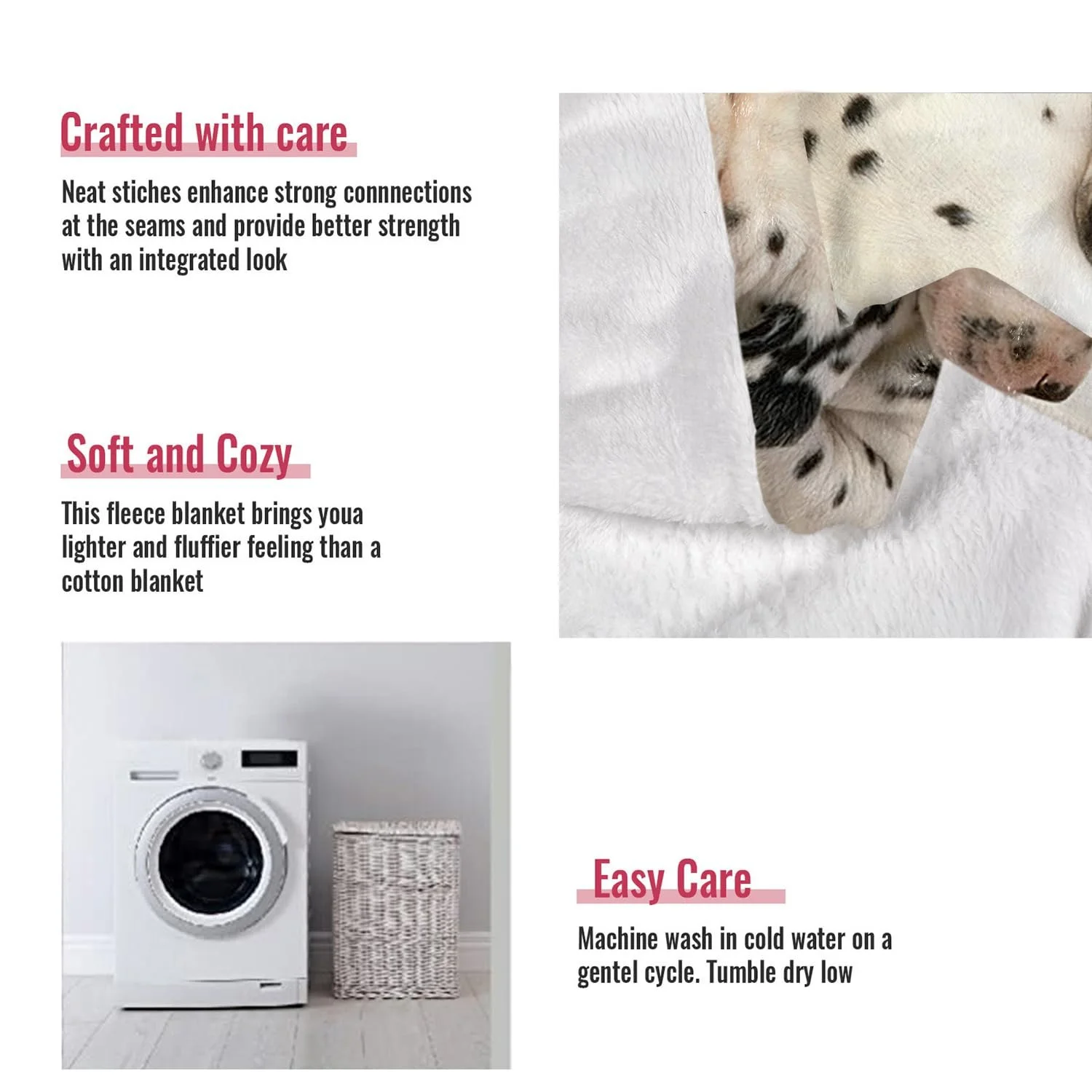 Одеяло Флисовое YISUMEI Dalmatian 75 x 100 см, фото №6