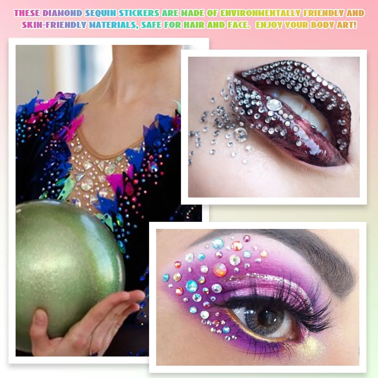 Самоклеючі блискучі стрази Larrel, 3/4/5/6 мм, 3300 шт, різних кольорів, фото №4