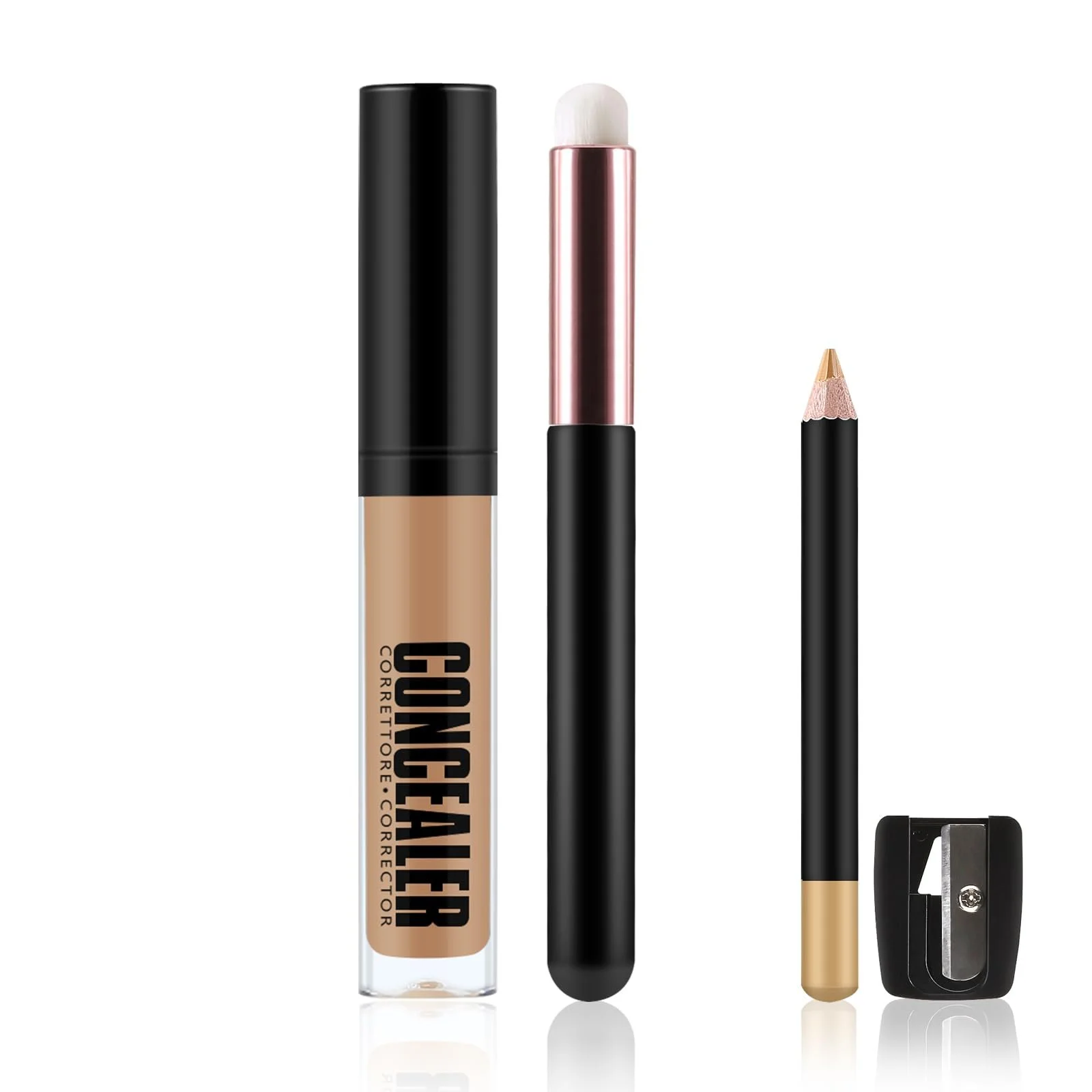 Консилер-олівець і рідкий консилер 2-в-1 Apooliy Повний обхват з пензлем і точилкою Водонепроникний, фото №1