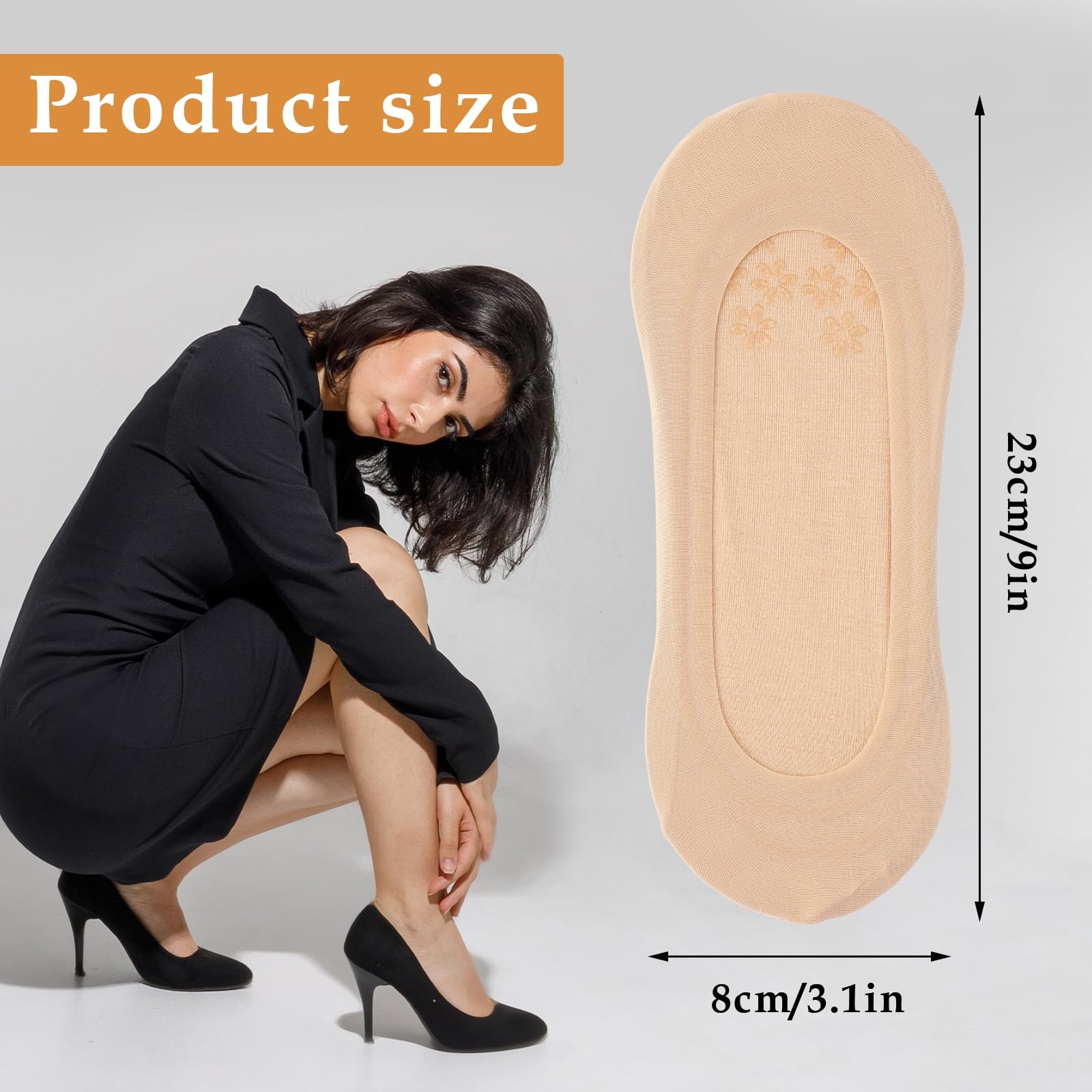 Носки Teaaha, набор 6 шт., 39-42, носки до щиколотки, спортивные носки, противоскользящие балетки, невидимые дышащие полуноски, телесного цвета, фото №2