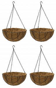 Підвісний кошик Set of 4 30.5 см металевий з кокосовим вкладишем Темно-зелений - Фото 1