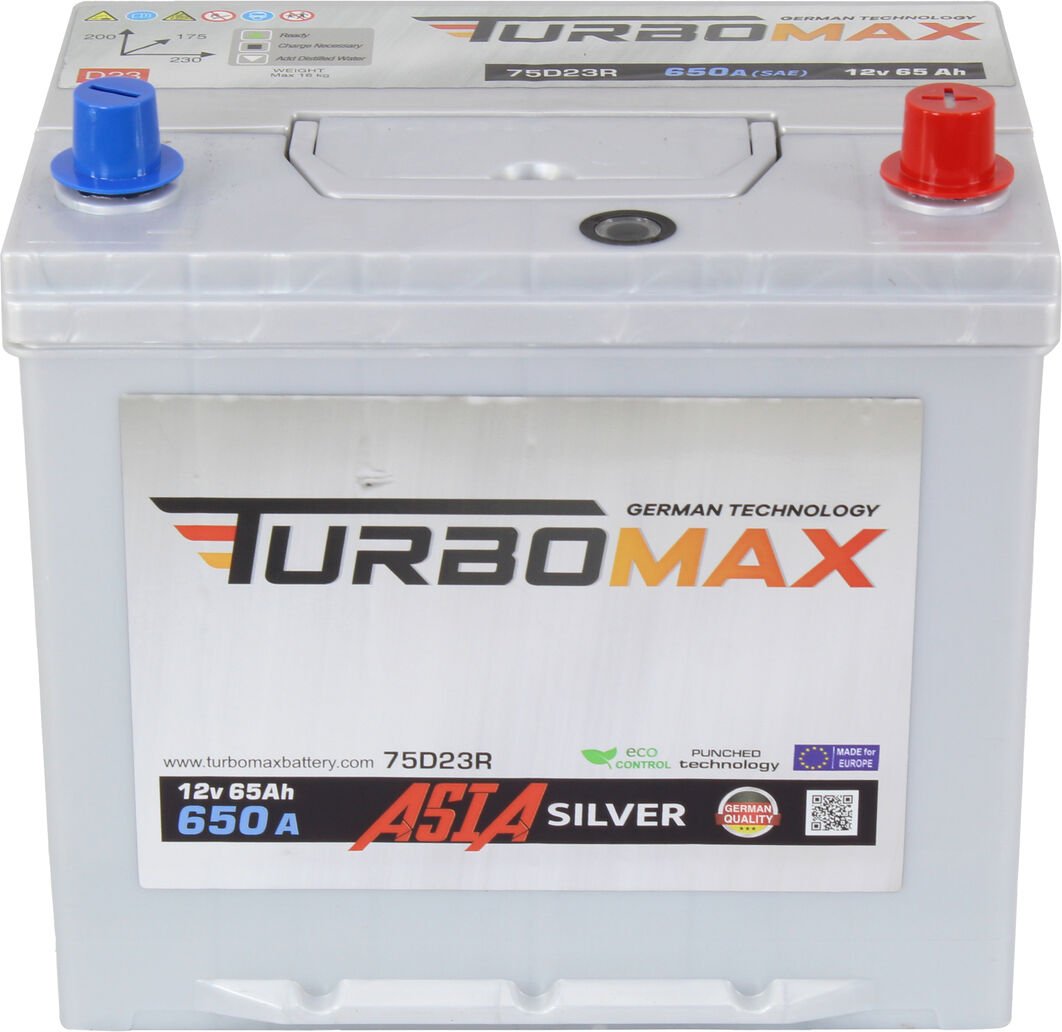 АКБ Азія 65-А/Ч TurboMax Silver R 630A 230х175х227мм TMA65A630R, фото №1