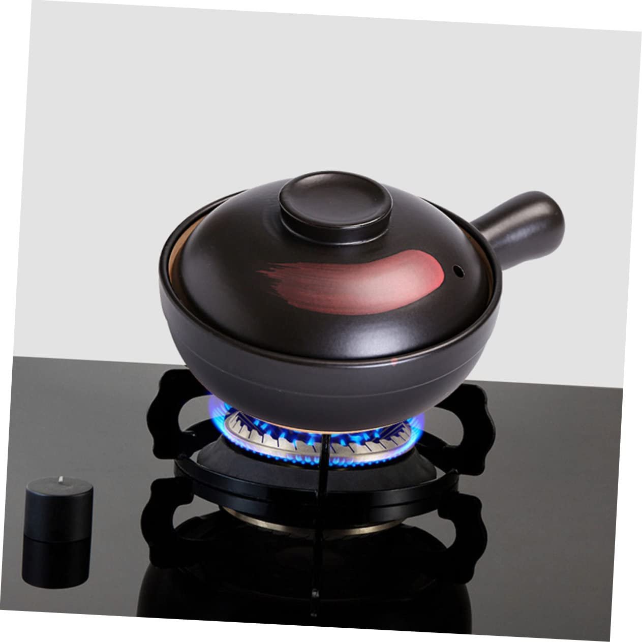 Горшок глиняный для приготовления с крышкой компактный плоское дно, фото №7