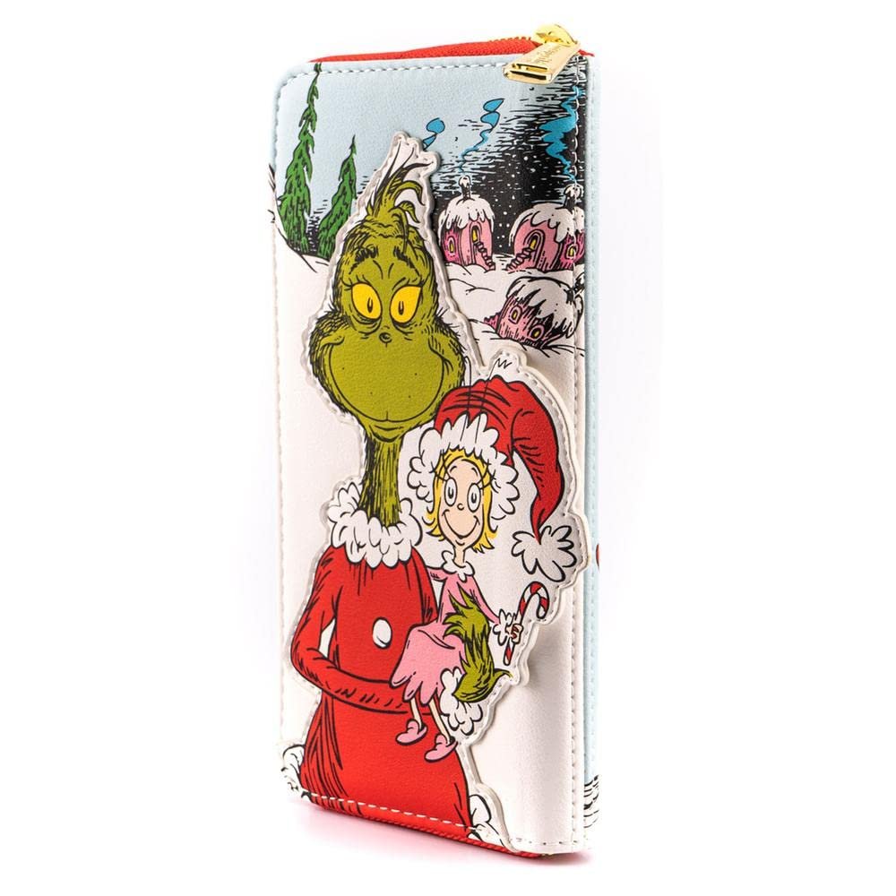Кошелек на молнии Loungefly Dr. Seuss The Grinch Loves The Holidays, Multi, Зеленый, Кошелек на молнии с аппликацией Гринча на праздничную тематику, фото №2