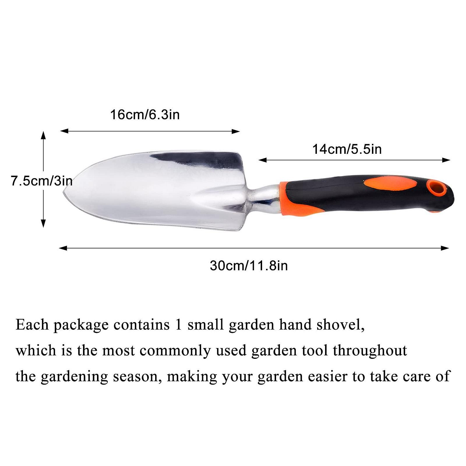 Лопатка садовая Jiechang из алюминиевого сплава с эргономичной резиновой ручкой, оранжевая., фото №2