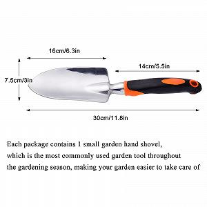 Лопатка садовая Jiechang из алюминиевого сплава с эргономичной резиновой ручкой, оранжевая. synthetic.ua - Фото 1