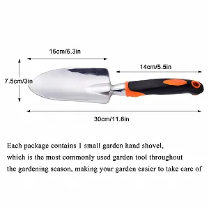 Лопатка садовая Jiechang из алюминиевого сплава с эргономичной резиновой ручкой, оранжевая. synthetic.ua - Фото 1