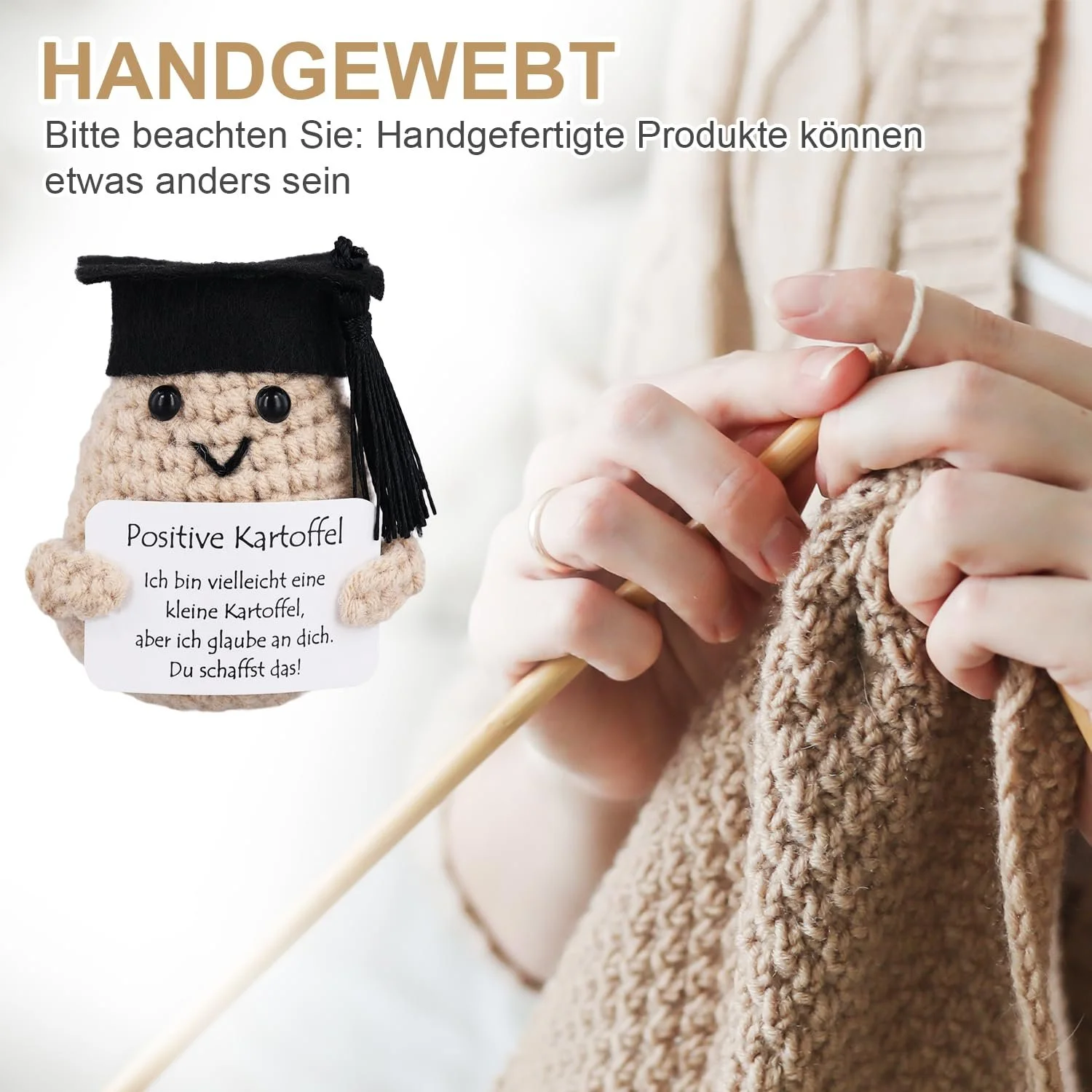 Игрушка PEUTIER Funny Positive Potato с оконечной шапочкой 8.5 см вязаная немецкая креативная вдохновляющая кукла, фото №4 Игрушка PEUTIER Funny Positive Potato с оконечной шапочкой 8.5 см вязаная немецкая креативная вдохновляющая кукла, фото №4