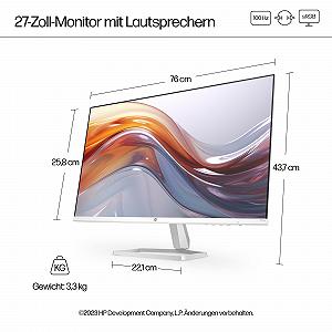 Монитор HP Series 5 527sa FHD IPS С динамиками | 68,6 см (27 дюймов) | 100Гц | 1500:1 Контрастность | 99% sRGB | Двойной HDMI 1.4 | VGA | Аудио Выход/Вход | Антибликовый | Наклоняемый | Устойчивый | Белый synthetic.ua - Фото 1