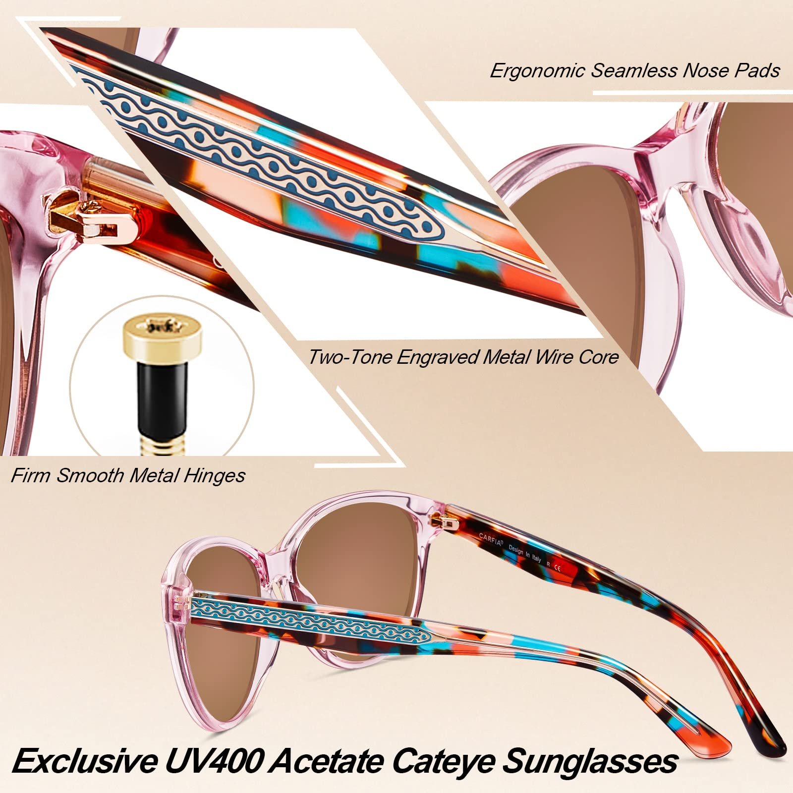 Сонцезахисні окуляри CARFIA Дзеркальні Жіночі Поляризовані UV400, фото №5