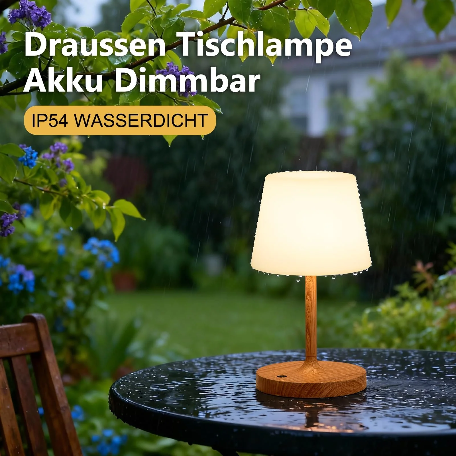 Настільна лампа PreeOtti LED Акумуляторна Сенсорна Димирувана IP54 Колір дерева, фото №3