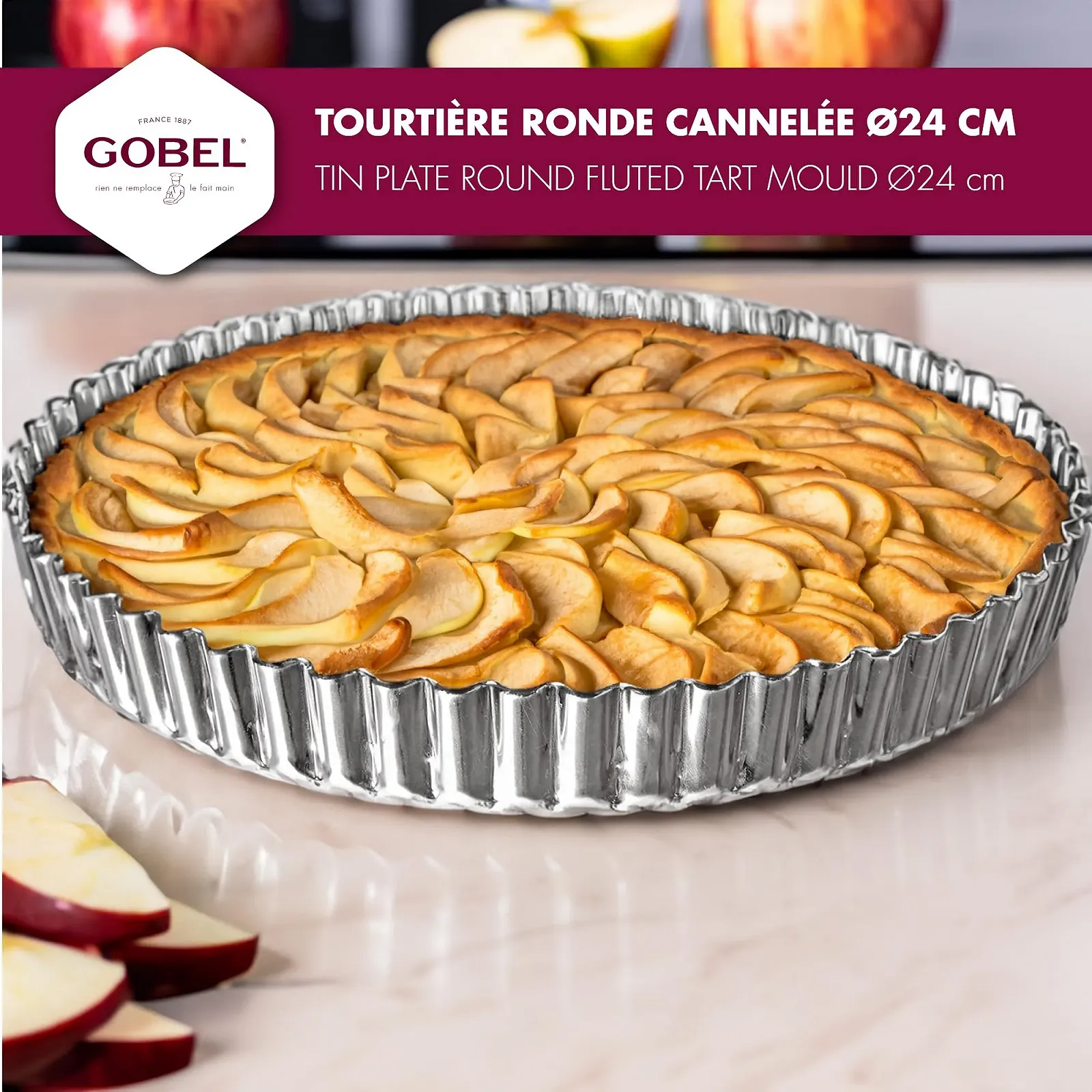 Форма для тарта Gobel 240 мм Круглая Рифленая Со съемным дном, фото №6