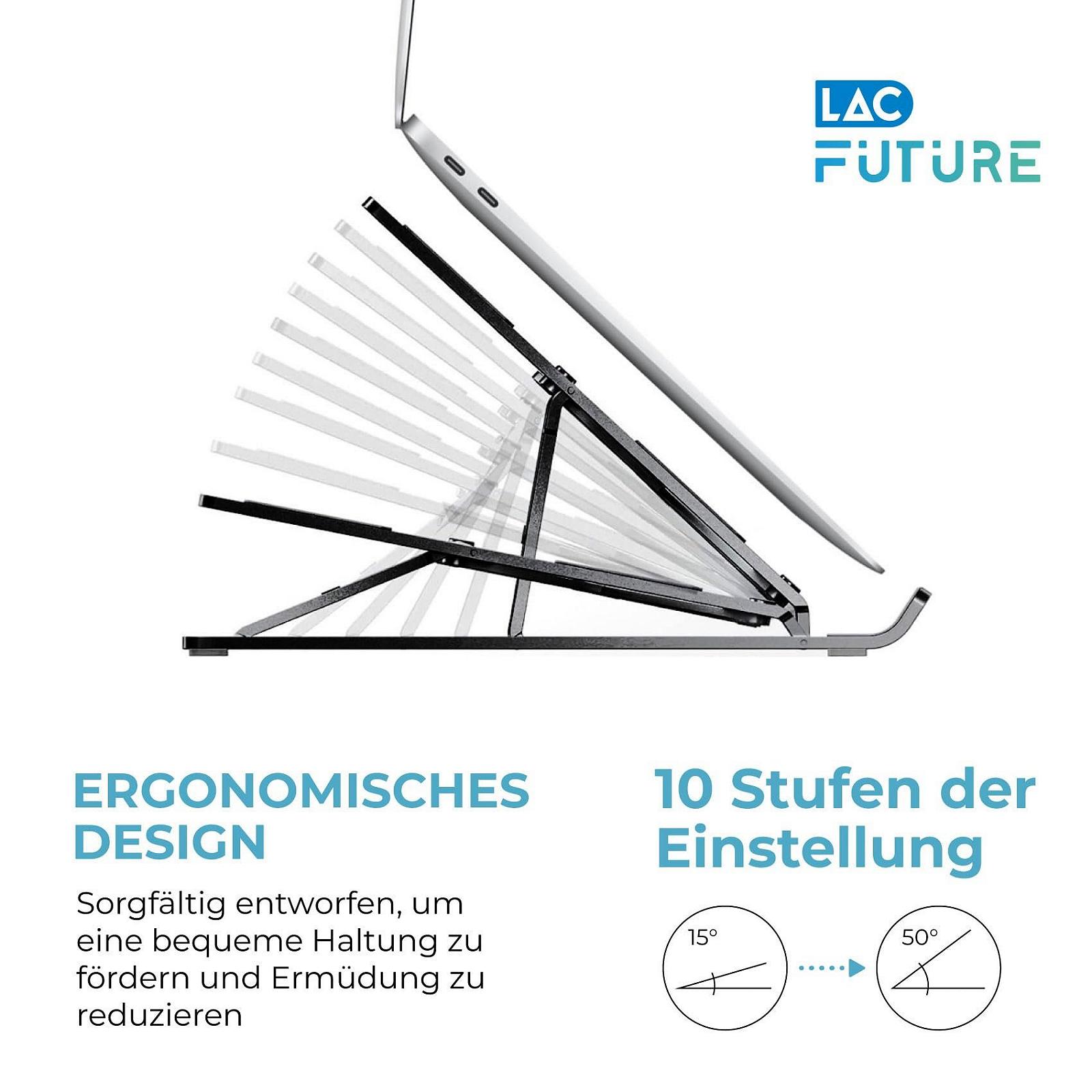 Подставка для ноутбука, 10 уровней, регулируемая по высоте, вентилируемое охлаждение, настольная подставка для MacBook Pro Air, Dell, HP (10-15.6 дюймов) - Черный, фото №2
