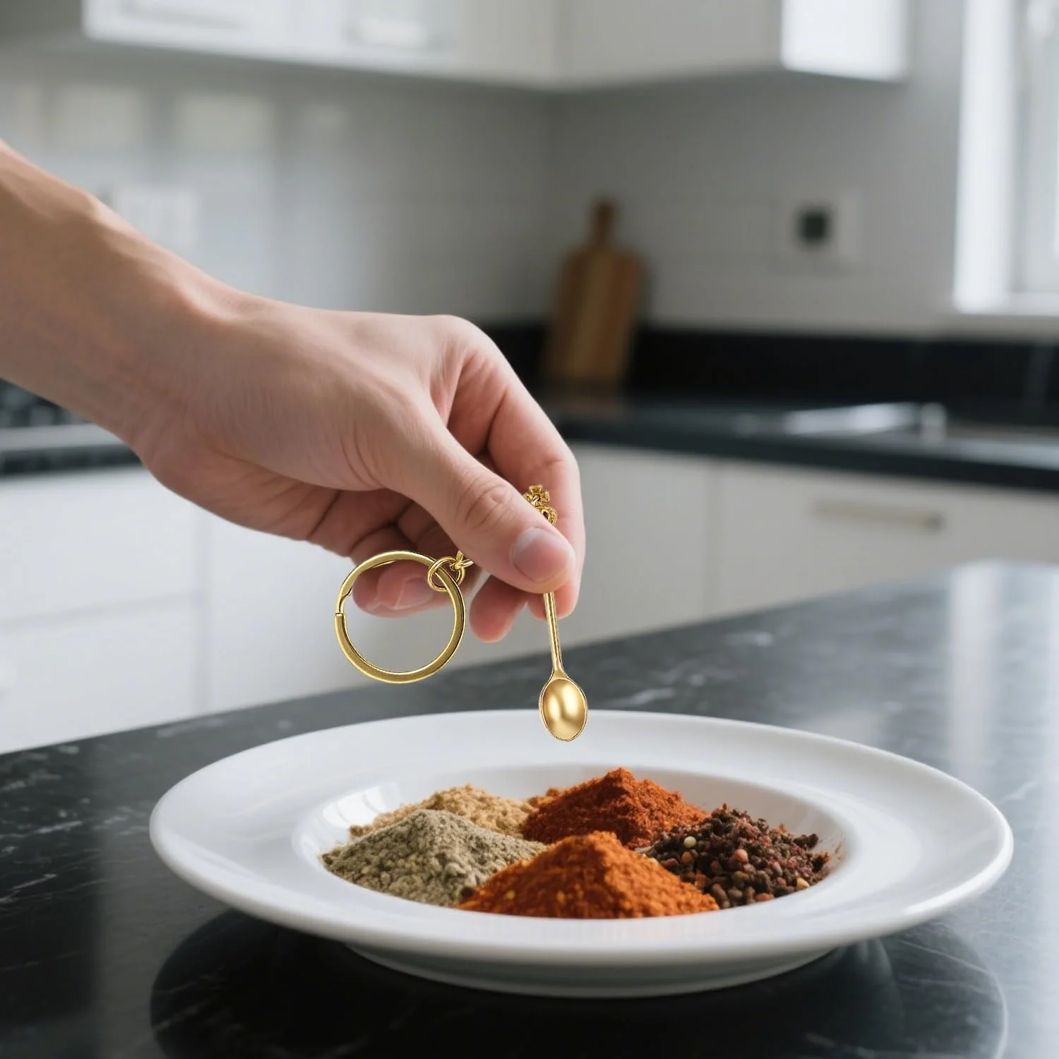 Мини-ложка 4 шт, ложка для снюса, ложка для кета, ложка для лекарств, крошечная ложка, миниатюрная ложка, ложка-брелок, мини-ложка-корона, кольцо для ключей для мужчин и женщин, фото №5