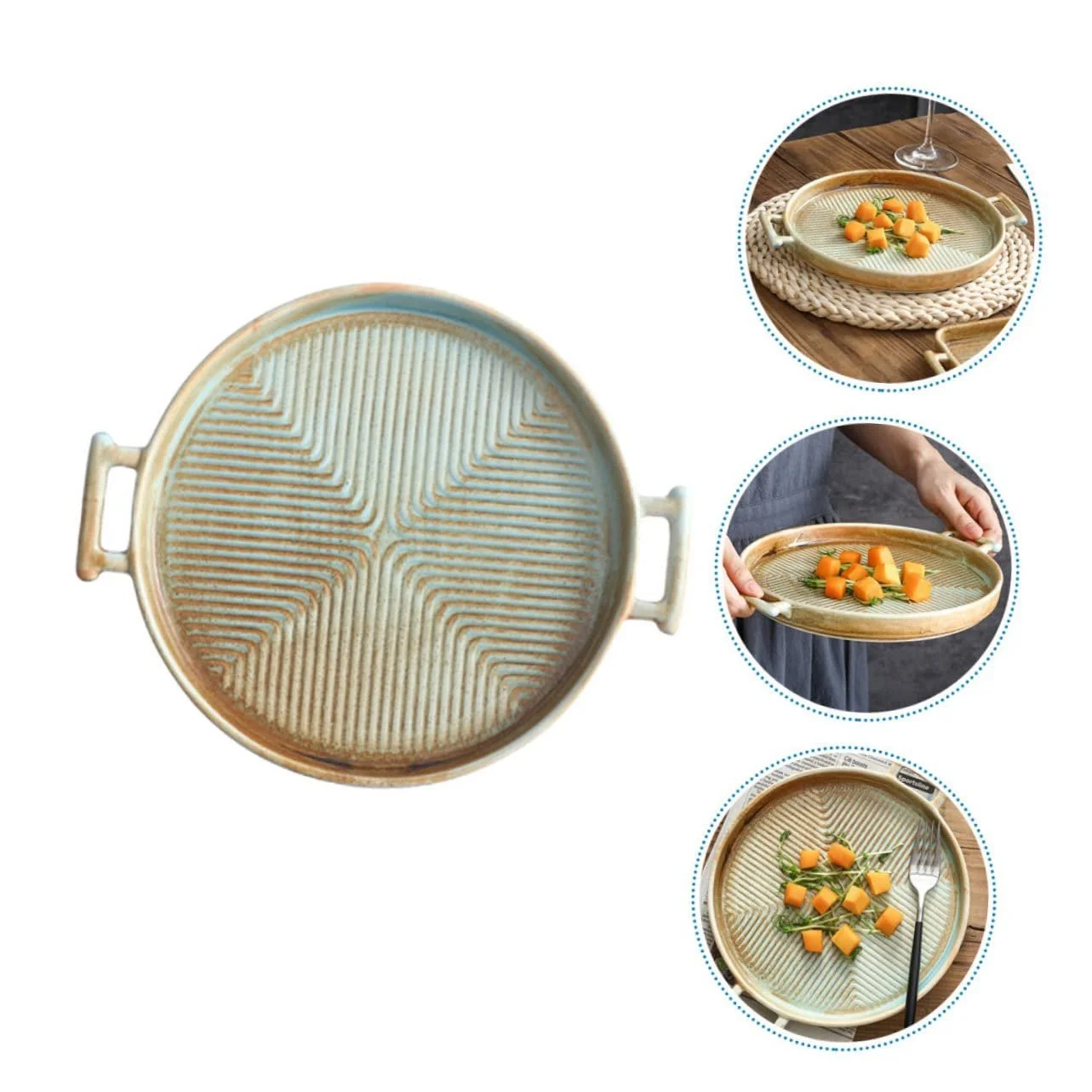 Форма для запекания керамическая прямоугольная с ручками ретро жаростойкая, фото №4