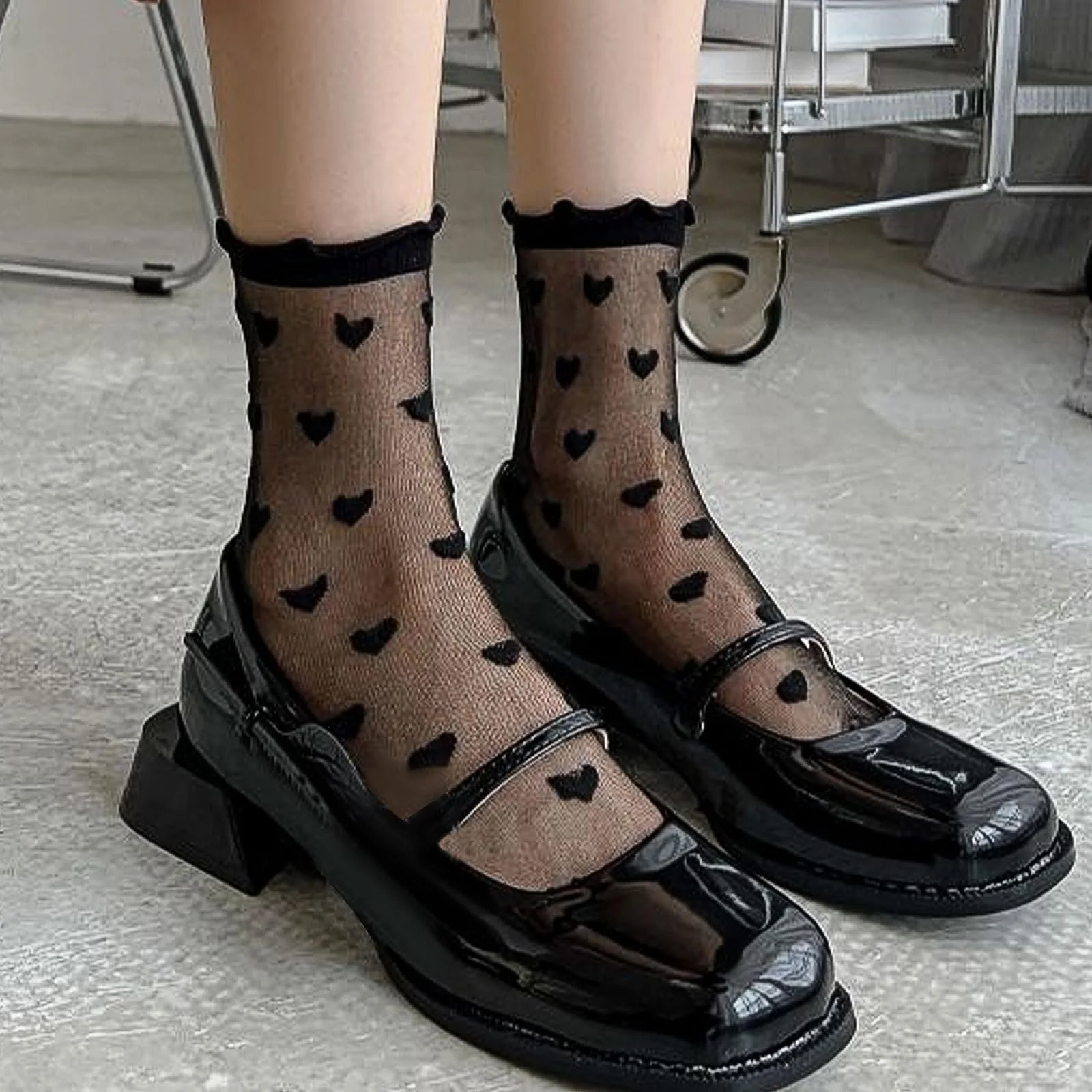 Прозорі шкарпетки з рюшами для жінок, 8 пар, фото №4 Прозорі шкарпетки з рюшами для жінок, 8 пар, фото №4