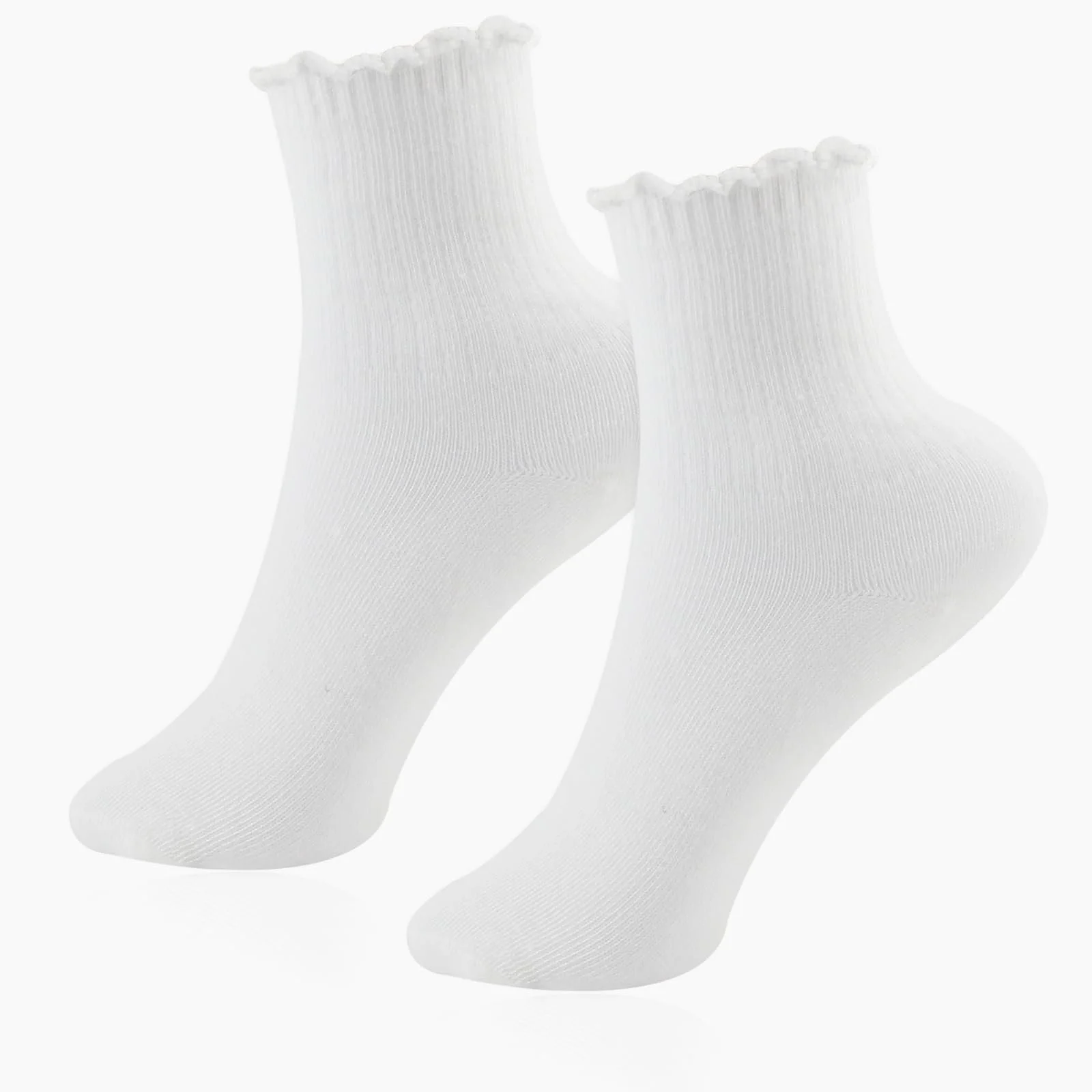 Носки с рюшами Высокой Эластичности Дышащие Хлопковые Женские для обуви Мэри Джейн, балеток, кроссовок (Белый), 10 пар, Белый, фото №1