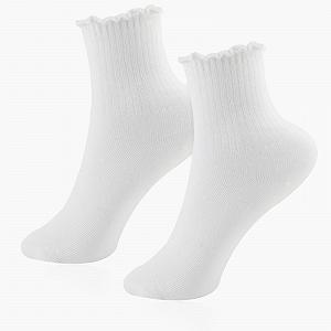 Носки с рюшами Высокой Эластичности Дышащие Хлопковые Женские для обуви Мэри Джейн, балеток, кроссовок (Белый), 10 пар, Белый - Фото 1