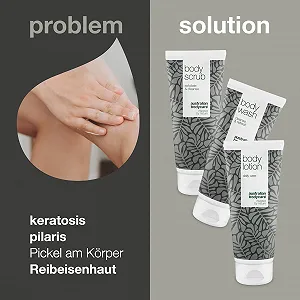 Набор для гладкой кожи при кератозе пиларис и для сухой/треснувшей кожи - Гель для душа, скраб и лосьон для мягкой и сияющей кожи - Отшелушивающая и увлажняющая формула synthetic.ua - Фото 1