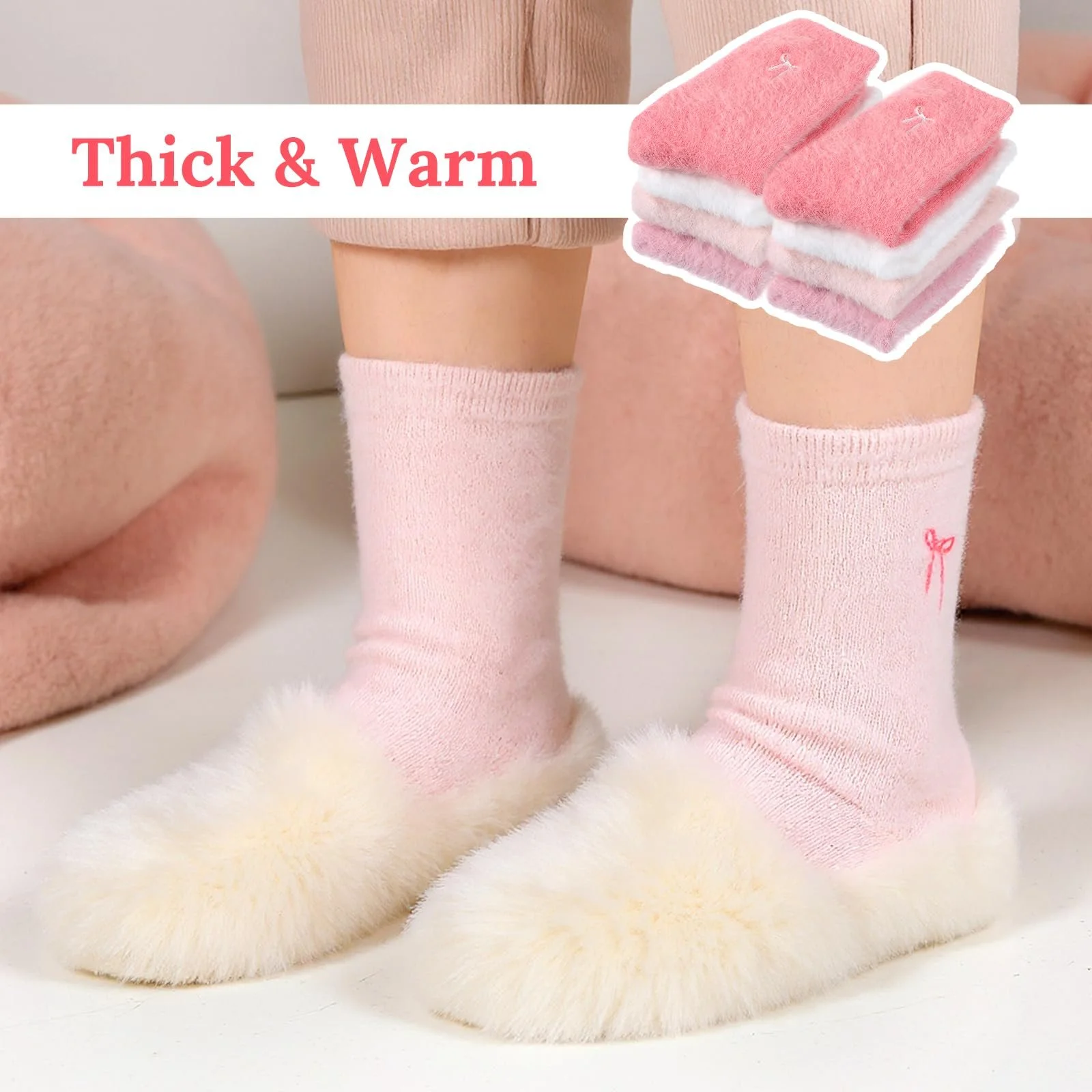 Шкарпетки Abeillo, 4 пари, М'які пухнасті зимові шкарпетки, фото №6