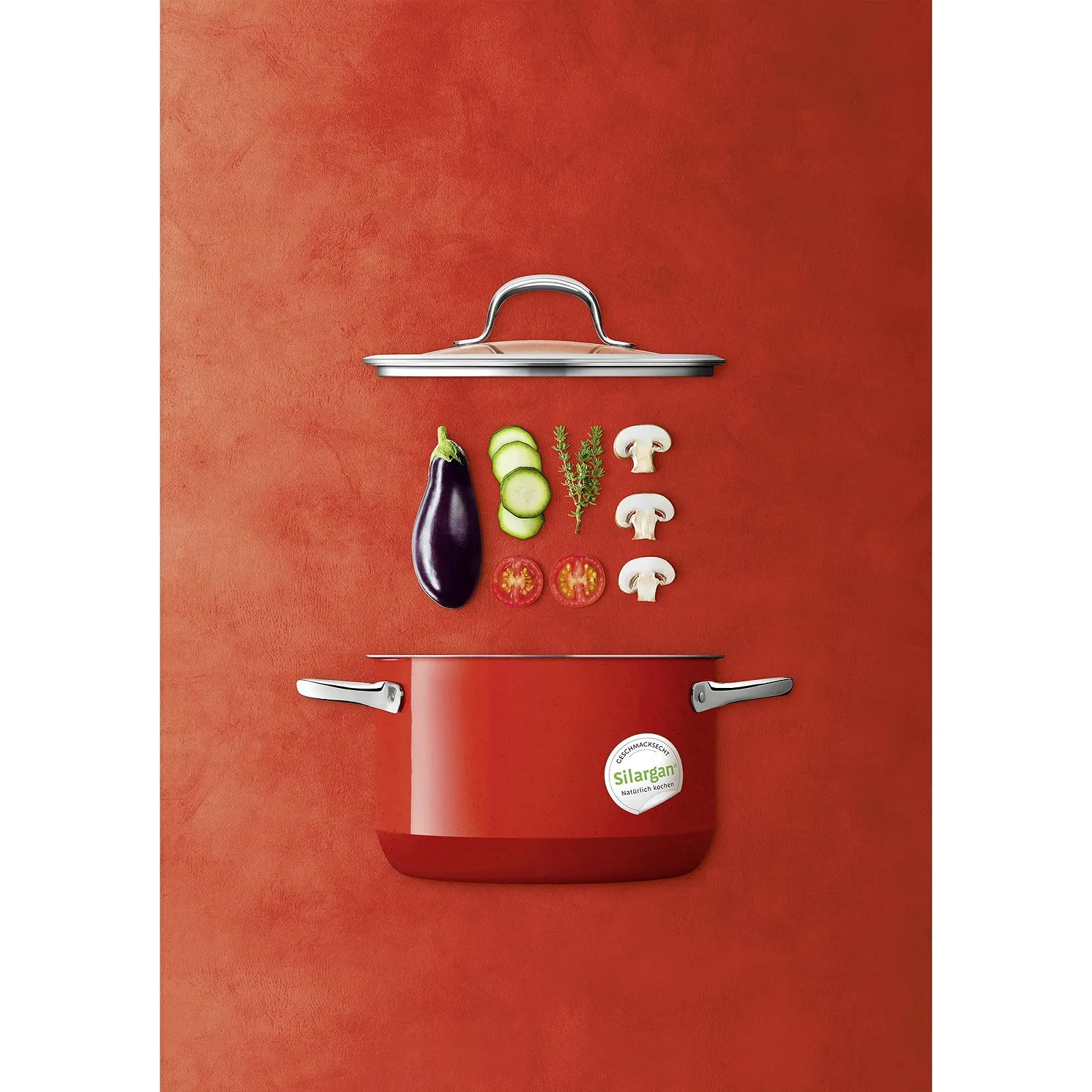 Кастрюля Silit Passion Ø 20 см 2.4 л с ободком для слива полыми ручками стеклянной крышкой Silargan Красный, фото №6 Кастрюля Silit Passion Ø 20 см 2.4 л с ободком для слива полыми ручками стеклянной крышкой Silargan Красный, фото №6