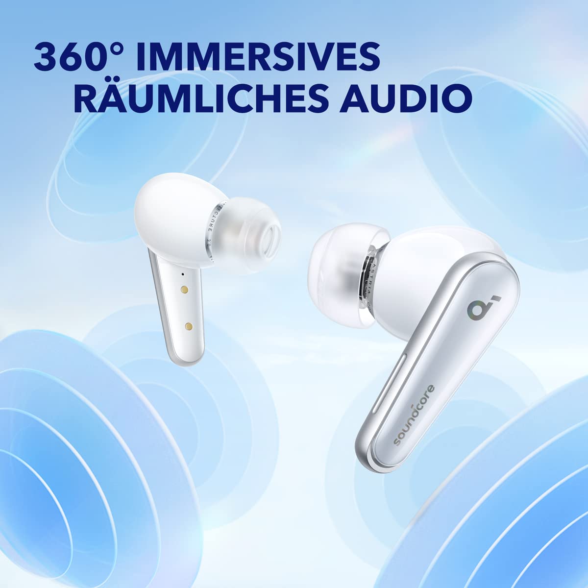 Навушники Anker Soundcore Liberty 4 Bluetooth Вакуумні з шумопоглинанням ACAA 3.0 У хмарно-сірому кольорі, фото №3