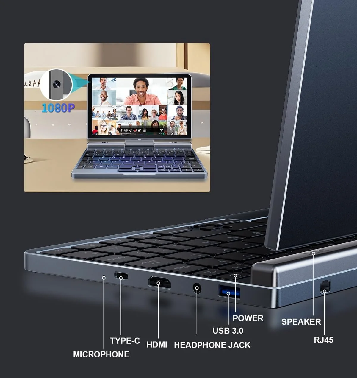 Ноутбук 8" KOOFORWAY BP8 Intel N100 RAM 12GB SSD 512GB Win11 Алюмінієвий корпус (UKR), фото №5