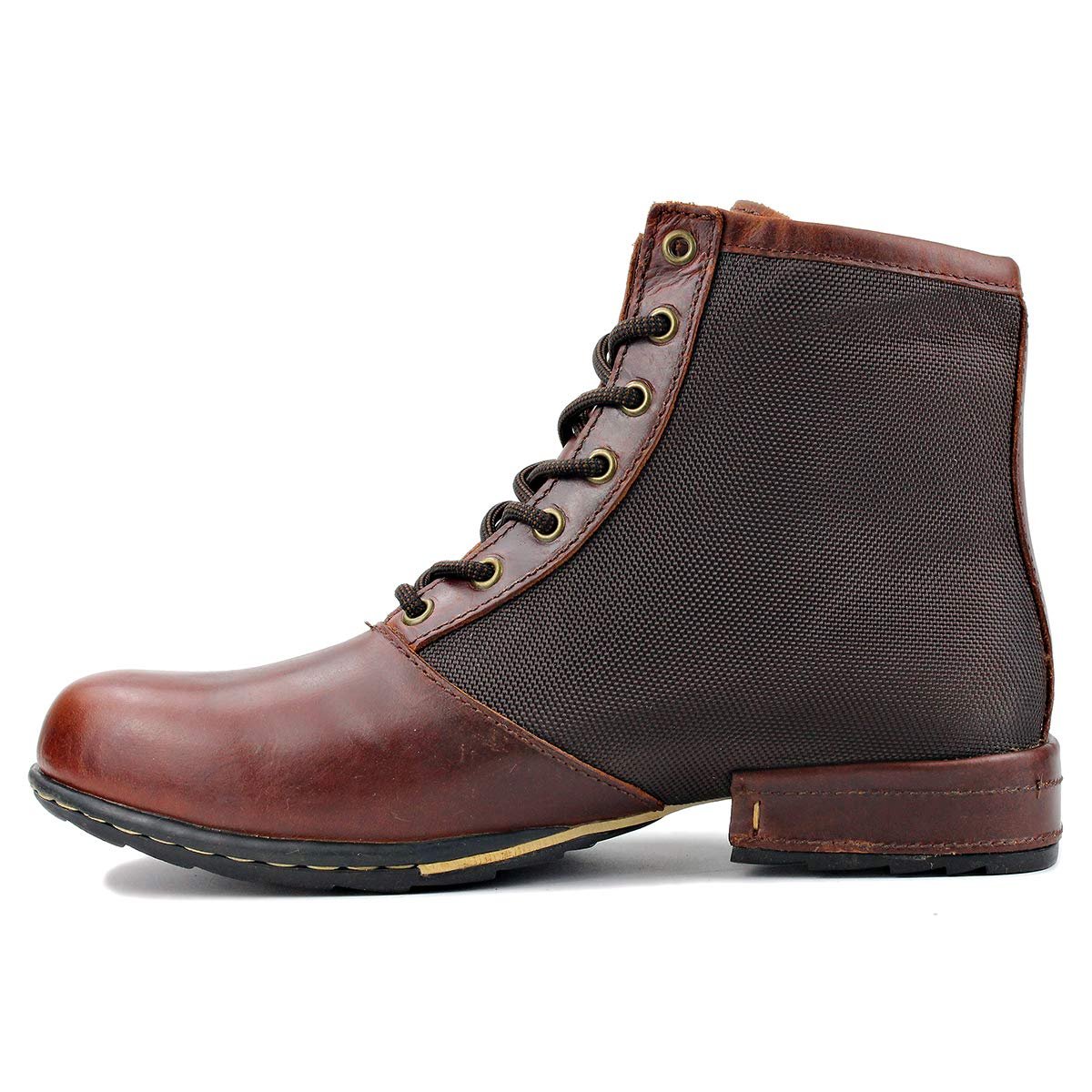 Мужские Ботинки OSSTONE Мото Мода Шнуровка Кожа Chukka Повседневная обувь OS-5008-2 Красно-Коричневый, фото №4