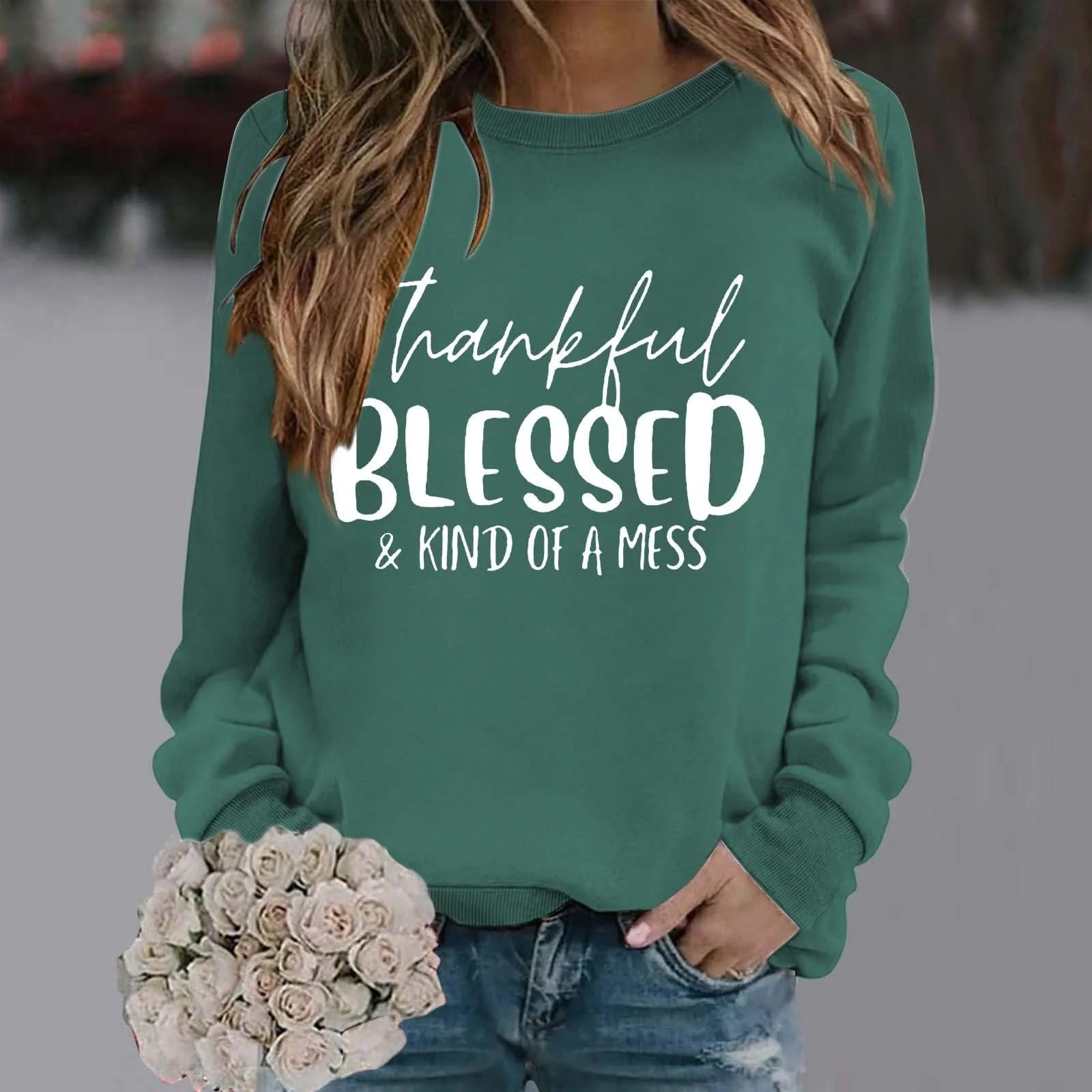 Женский Свитшот Рождественский Мода Letter Print Круглый вырез Длинный рукав Зимний, фото №7