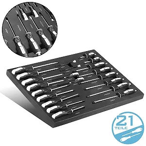 Набір викруток STAHLWERK 21 предмет PH та SL зі спіненим ложементом для інструментального візка synthetic.ua - Фото 1