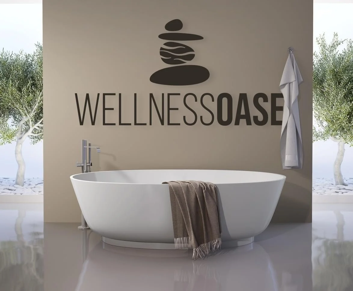 Наклейка на стіну tjapalo Wellness Oasis Stones Водостійка Чорна 100 x 46 см, фото №1
