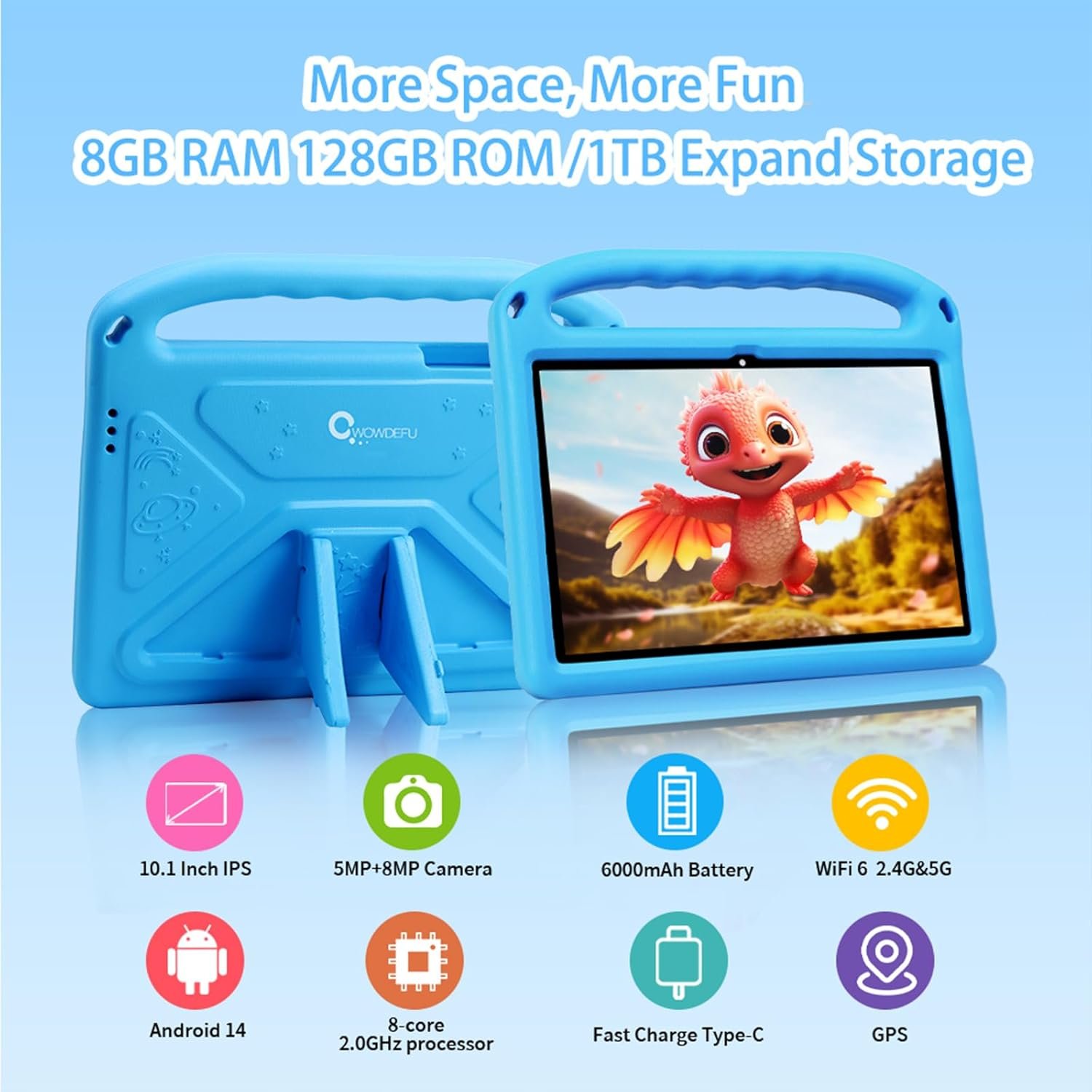 Планшет 10.1" CWOWDEFU C18W 10.1" (4+4)/128ГБ Android 14 Блакитний, фото №2