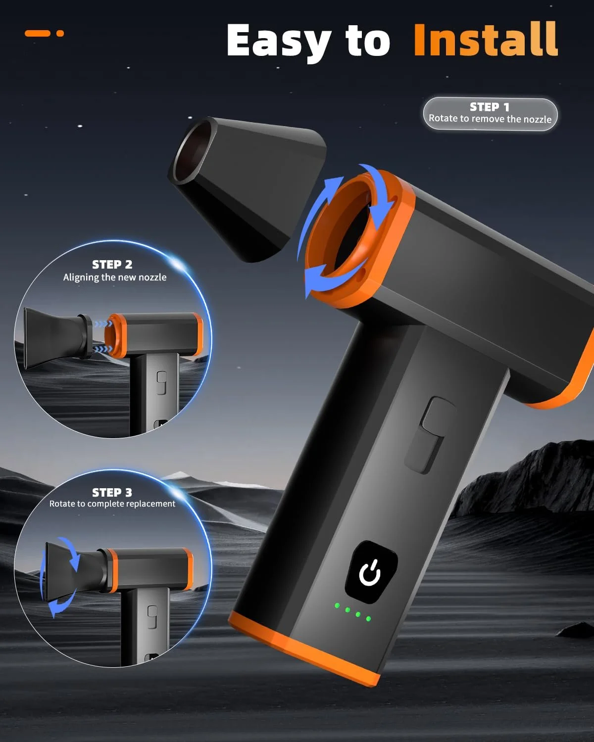 Аккумуляторная воздуходувка 130000 RPM 5000 мАч с набором для чистки, фото №6