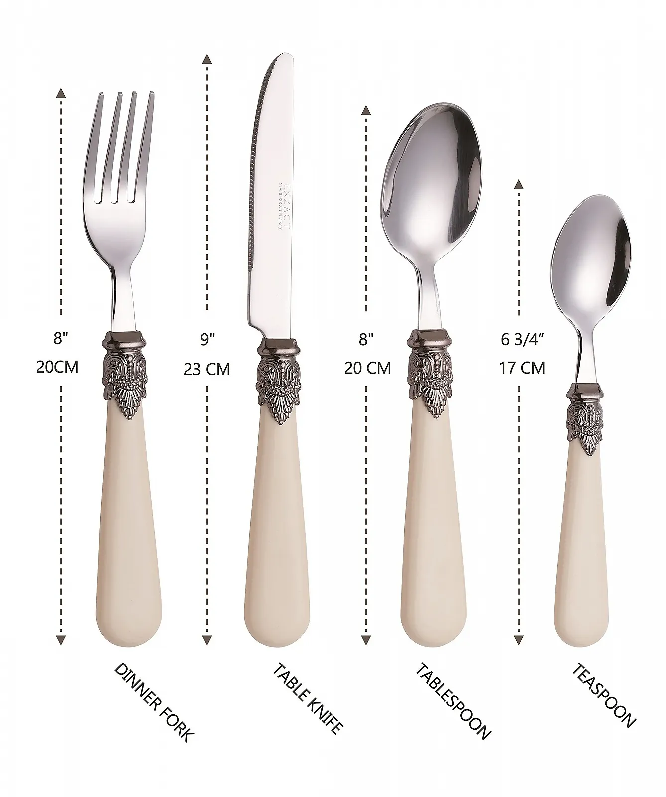 Набір столових приборів Exzact WF28-16CRM Ivory Cream, нержавіюча сталь, кремовий колір, фото №4