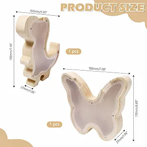 Скарбничка дерев'яна дитяча Динозавр та Метелик Набір 2 шт. Маленька Прозора synthetic.ua - Фото 1