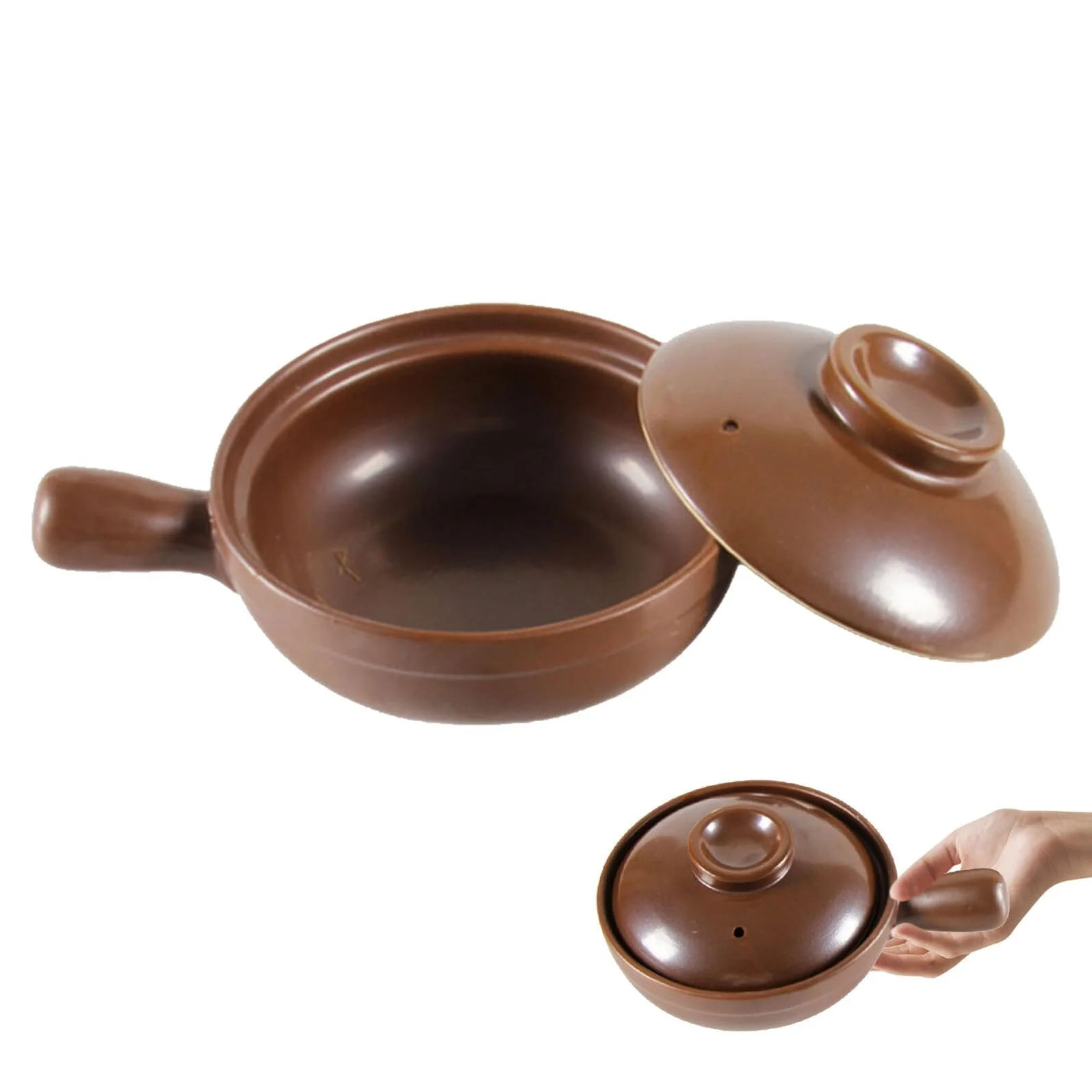 Кастрюля для тушения VANZACK Керамическая термостойкая с двумя ручками и паровым отверстием, фото №1