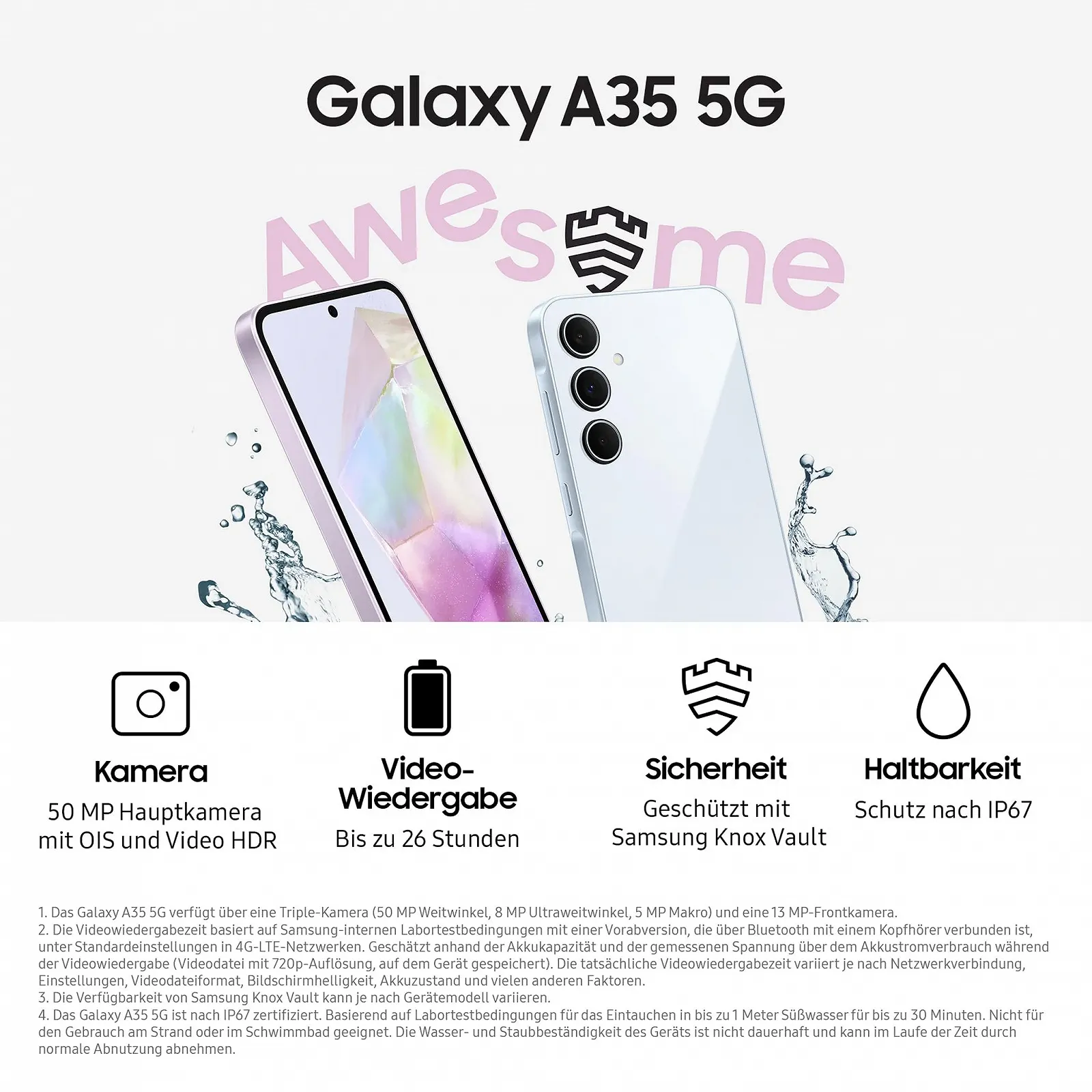 Смартфон Samsung Galaxy A35 5G 128/6 ГБ RAM Awesome Lilac, фото №3