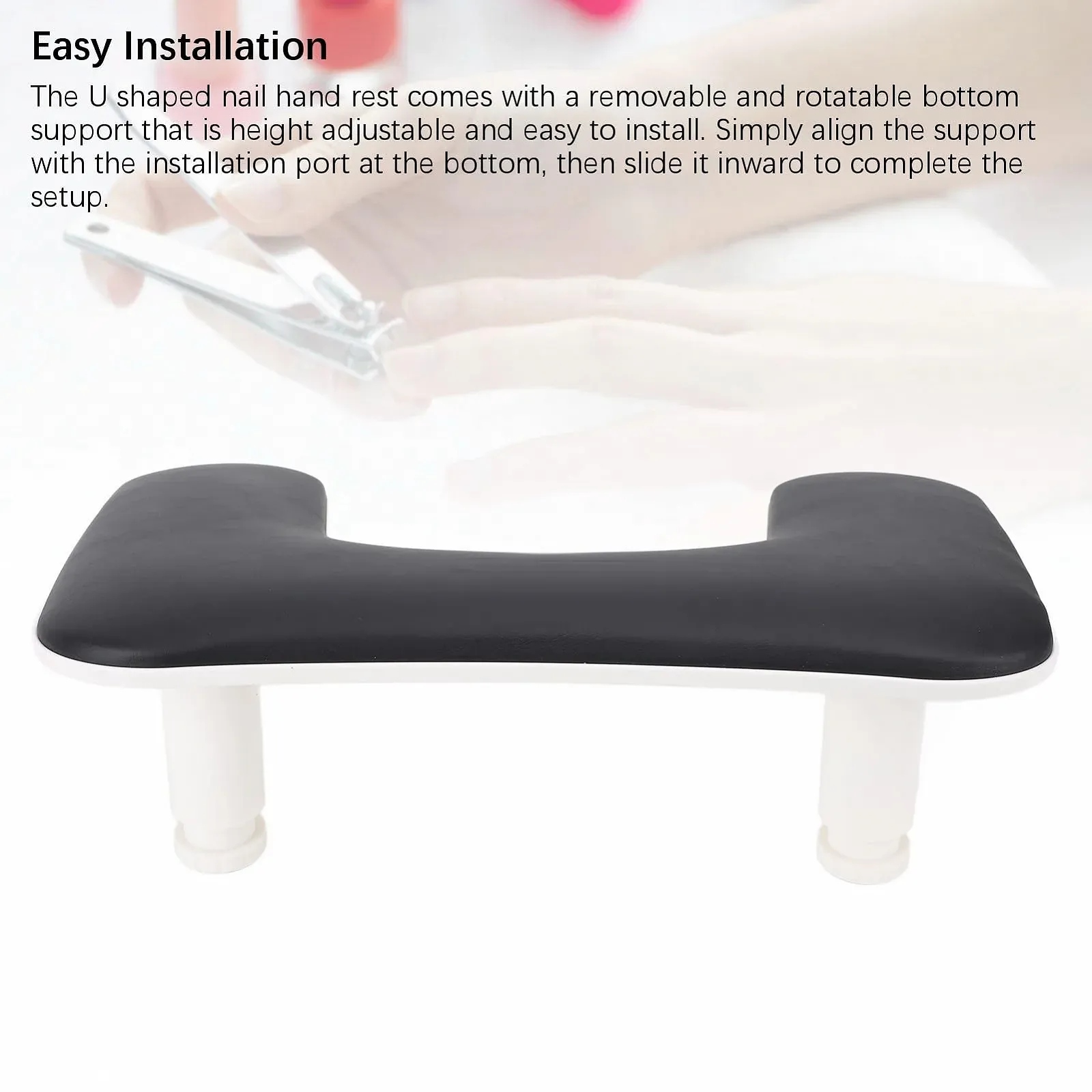 Підставка для рук U-подібна для манікюру з регулюванням висоти, чорна, фото №4 Підставка для рук U-подібна для манікюру з регулюванням висоти, чорна, фото №4