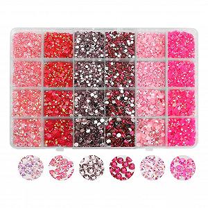 Стразы смоляные, без термофиксации Jelly Rhinestones Gems, 6 цветов для DIY макияжа лица, чашки, DIY украшения, 3, 4, 5 мм (розовые стразы) - Фото 1