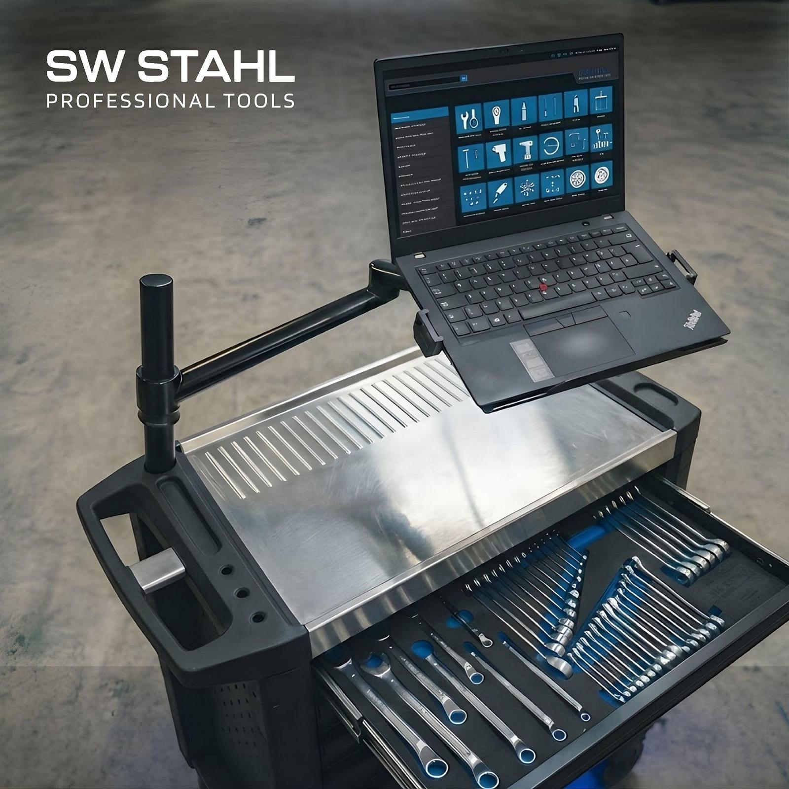 Держатель для ноутбука SW-Stahl 07124L для тележки мастерской, регулируемая подставка для планшета, регулируемая по высоте, черный, фото №2