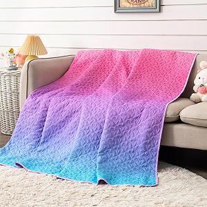 Покрывало DECMAY 150 x 200 см, розово-фиолетовое постельное белье для односпальной кровати, летнее одеяло 150 x 200 см с мотивами сердца, используется как одеяло, покрывало и лоскутное одеяло - Фото 1