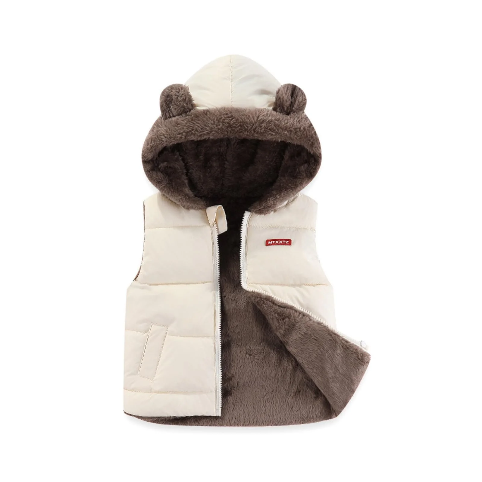 Жилет Дитячий Зимовий М'який для Хлопчиків і Дівчаток, Вушка Ведмедика, фото №1