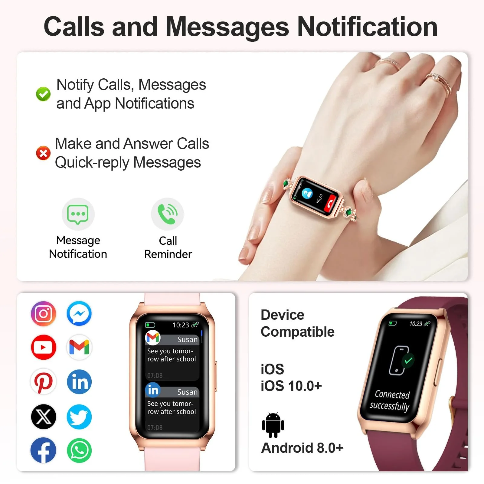 Смарт-годинник Жіночий 1.47 Дюйми HD Дисплей, фото №4