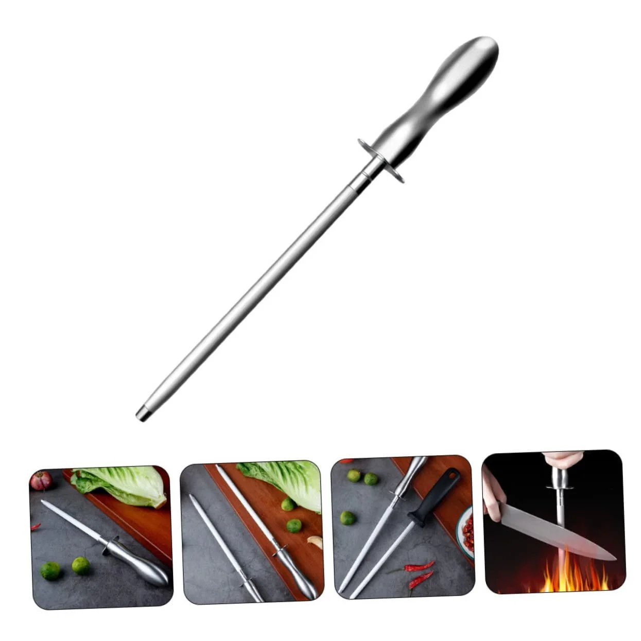 Мусат для кухонних ножів Ciieeo з вуглецевої сталі з ергономічною ручкою, фото №8