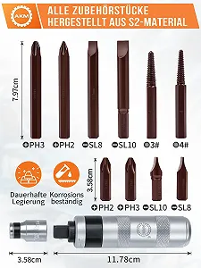 Набір ударних викруток AKM 3/8 дюйма 12 штук S2 Steel synthetic.ua - Фото 1