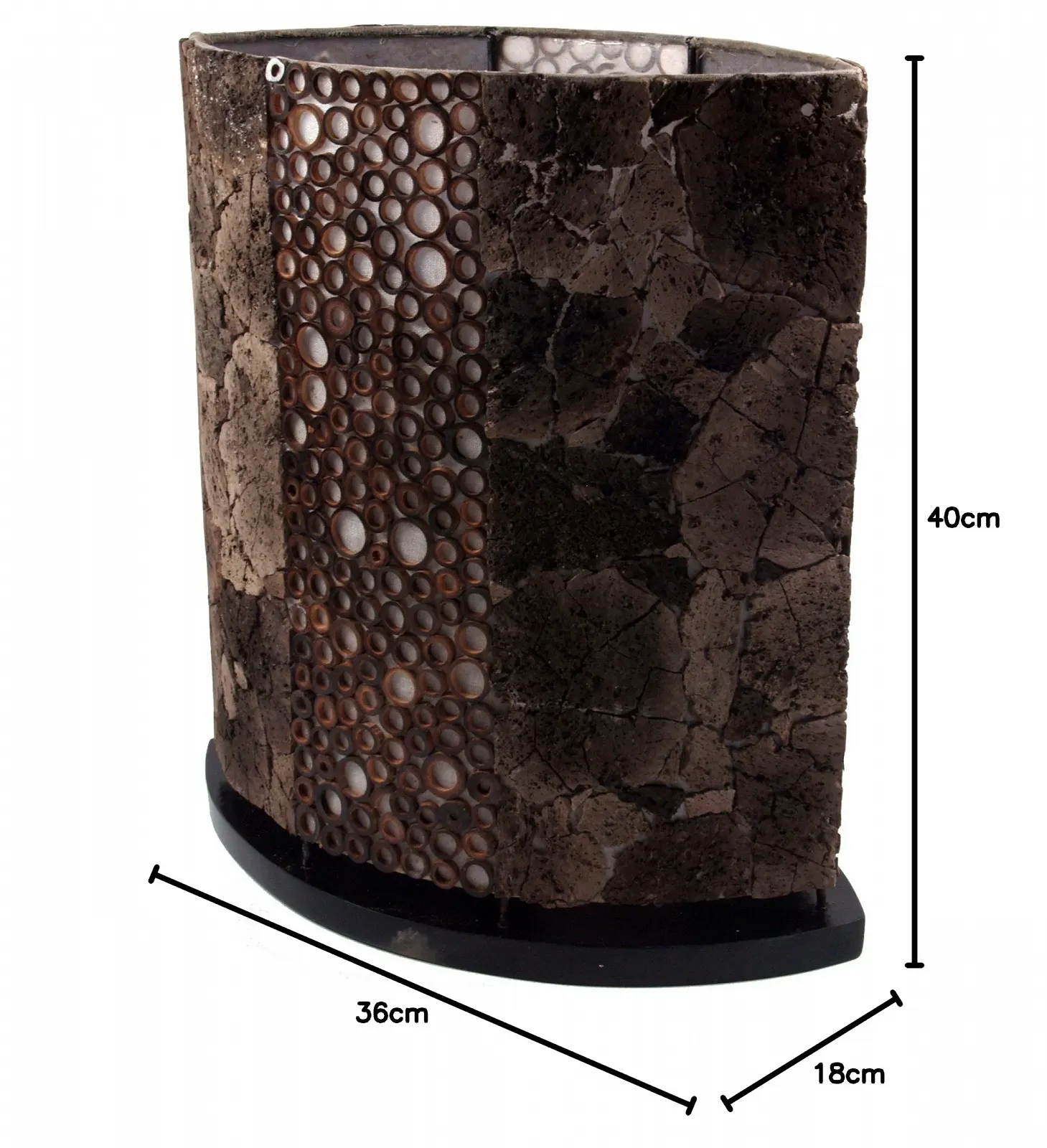 Настільна лампа GURU SHOP Nelius Stone ручної роботи з лавового каменю та бамбука сіра, фото №5