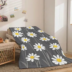 Фланелева Покривало з простим малюнком ромашки 220 x 240 см synthetic.ua - Фото 1